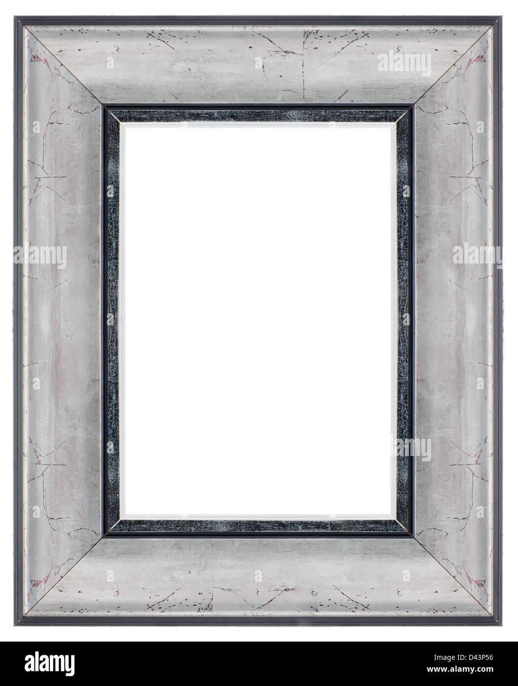 Stylish Silver Frame isolated on white background Stock Photo - Alamy