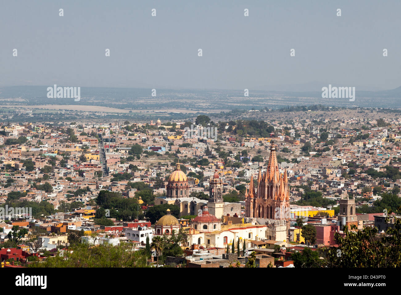 Panoramic view of San Miguel de Allende in Mexico Stock Photo