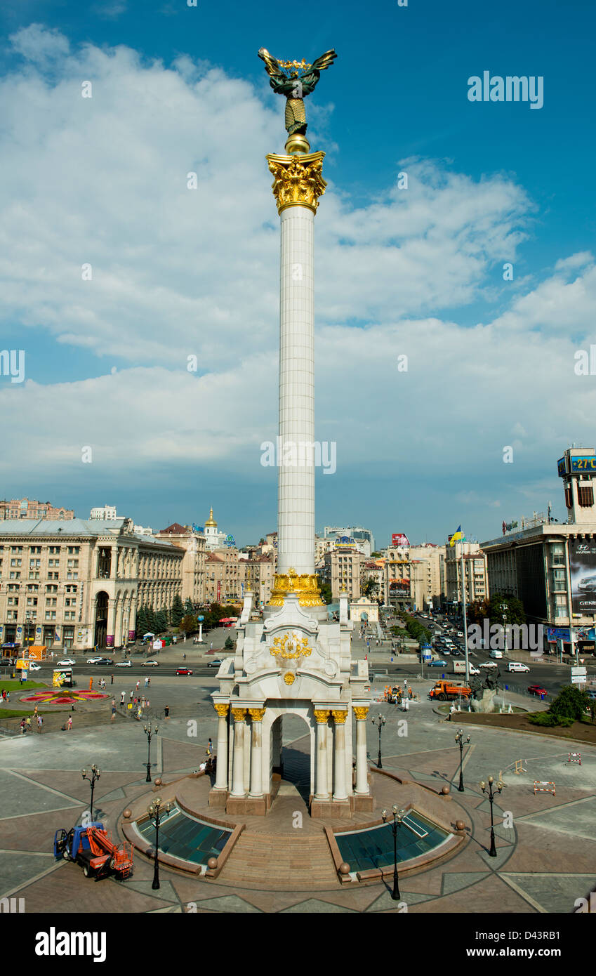 Kiev, Ukraine - August 2012. Independence square in Kiev. Stock Photo