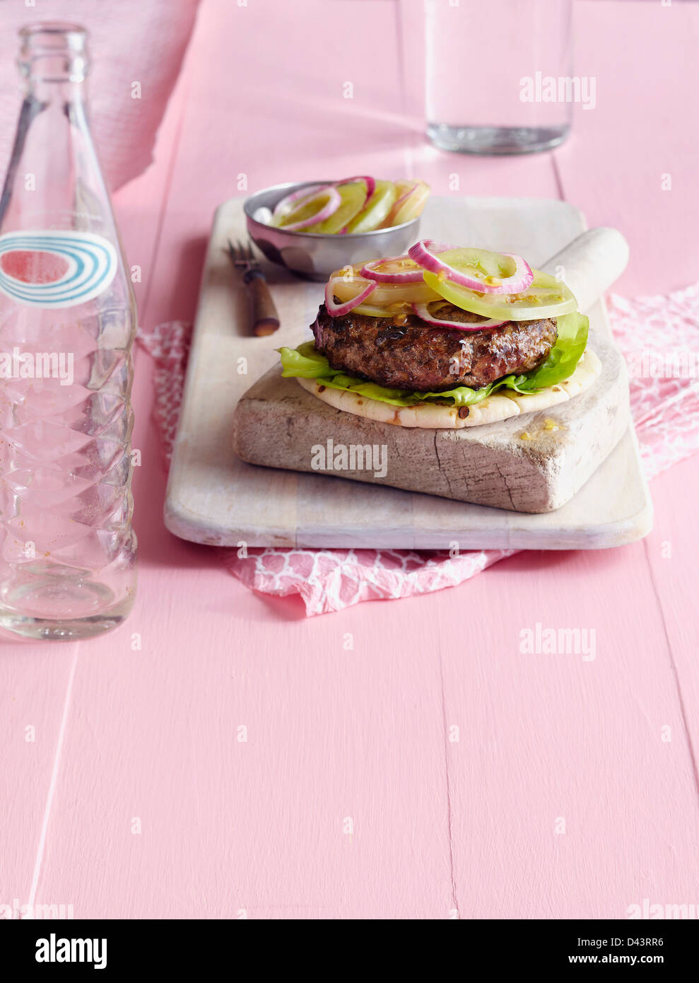 Burger on Pita Bread Stock Photo Alamy