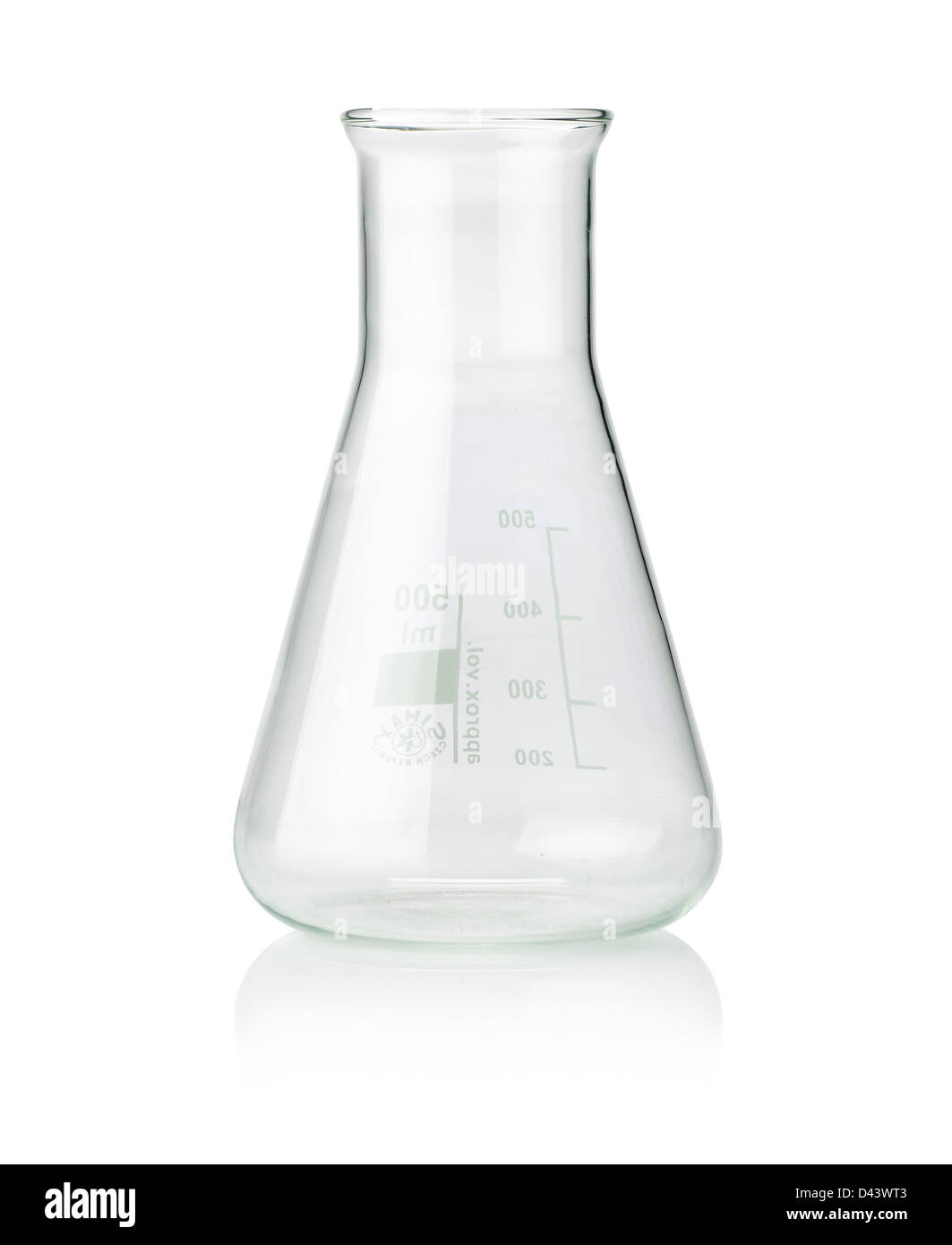 Single glass test tube beaker cut out white background Stock Photo