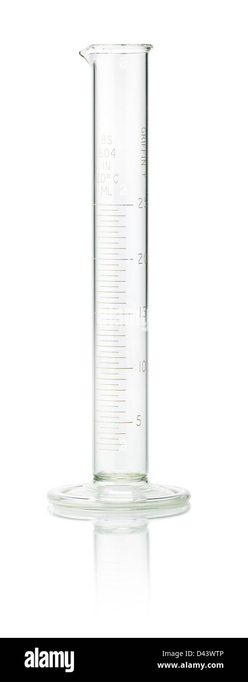 Single glass test tube cut out white background Stock Photo