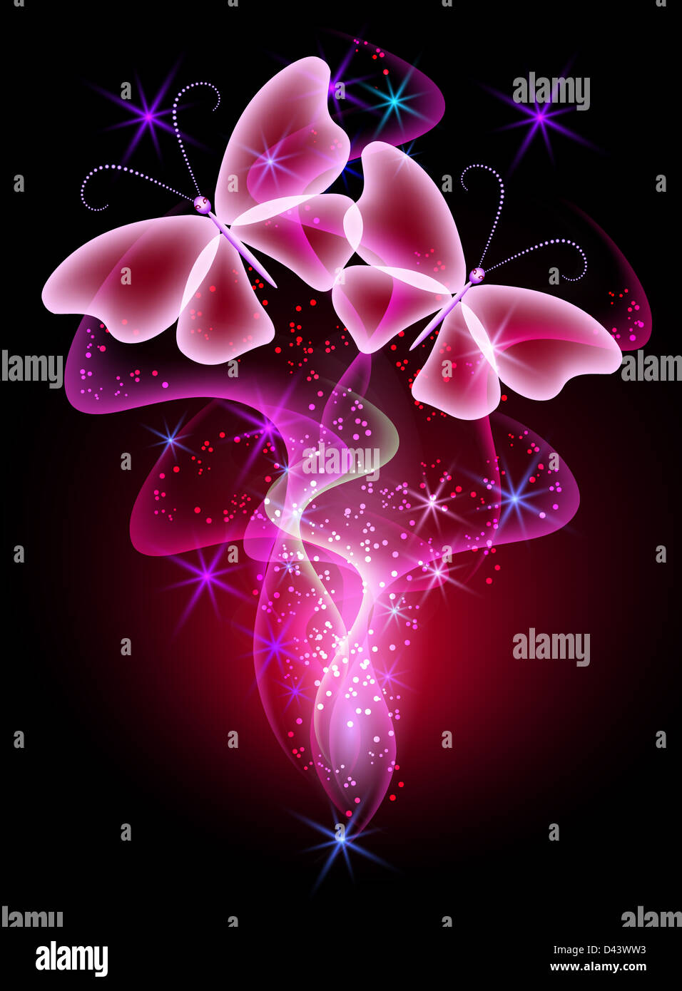 Glowing background with smoke and butterfly Stock Photo - Alamy