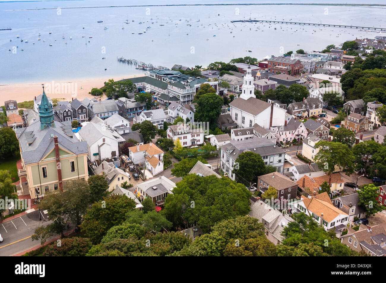 Overview of Town and Harbour, Provincetown, Cape Cod, Massachusetts, USA Stock Photo