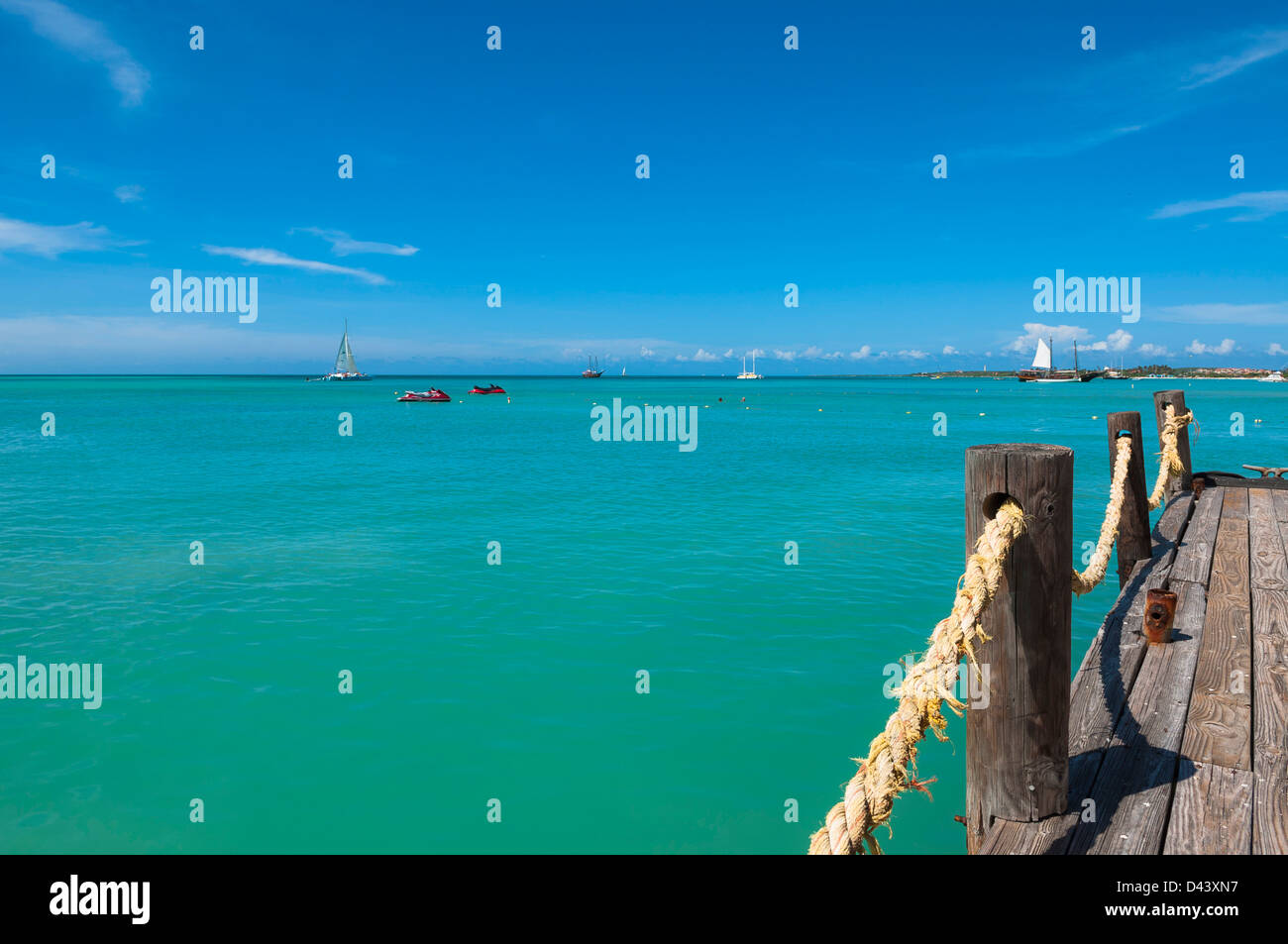 Pelican Pier and Ocean, Palm Beach, Aruba, Lesser Antilles, Caribbean