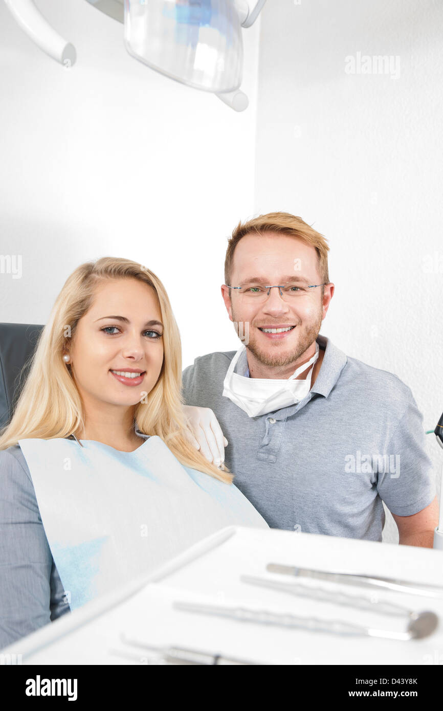 Portrait of Young Woman and Dentist at Dentist's Office, Germany Stock