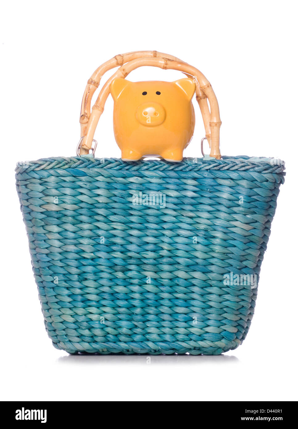 shopping bag with piggy bank cut out Stock Photo
