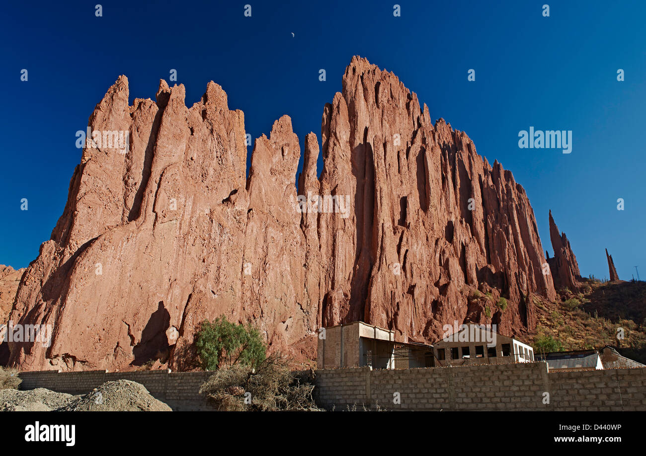 erosion landscape near Tupiza, Red rock formations in the Canon Del Inca, Tupiza Chichas Range, Bolivia, South America Stock Photo