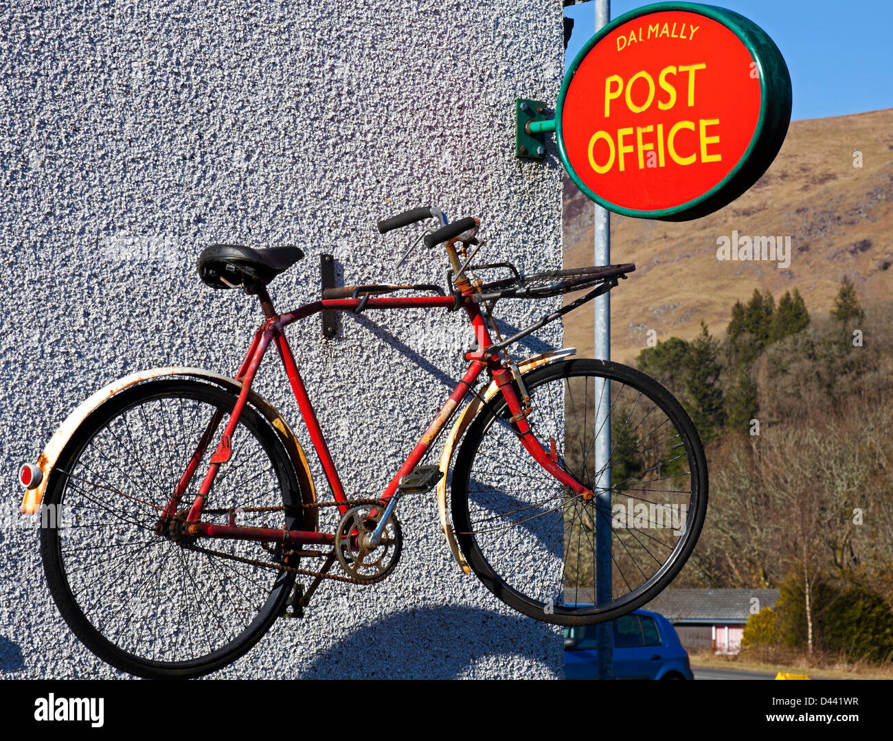 Dalmally post office with vintage bicycle Argyll and Bute Scotland UK Stock Photo
