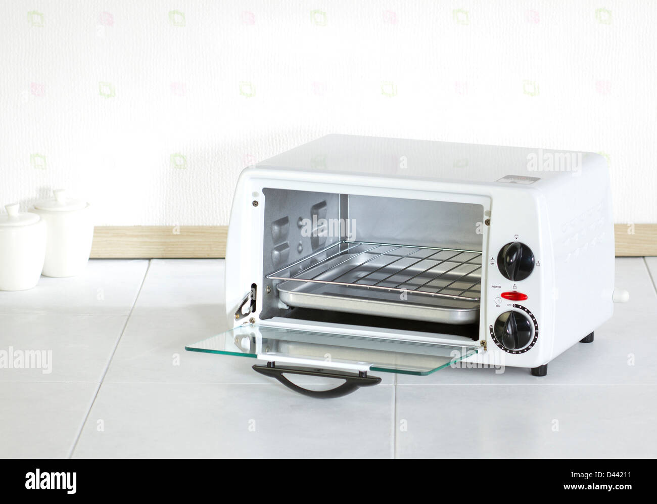 Open empty roaster oven a useful home appliance in the kitchen Stock