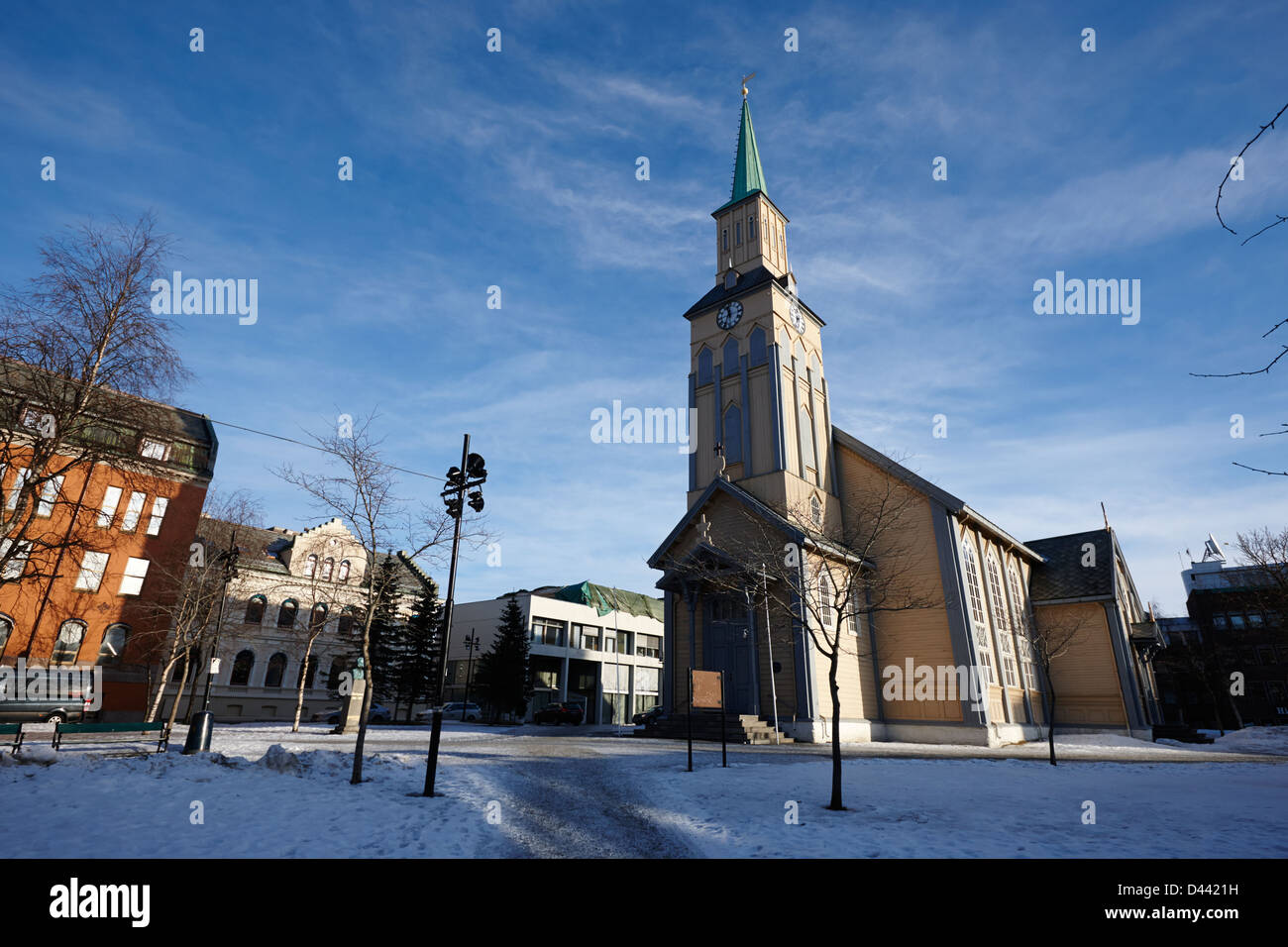 the Tromso cathedral troms Norway europe norways only wooden cathedral Stock Photo