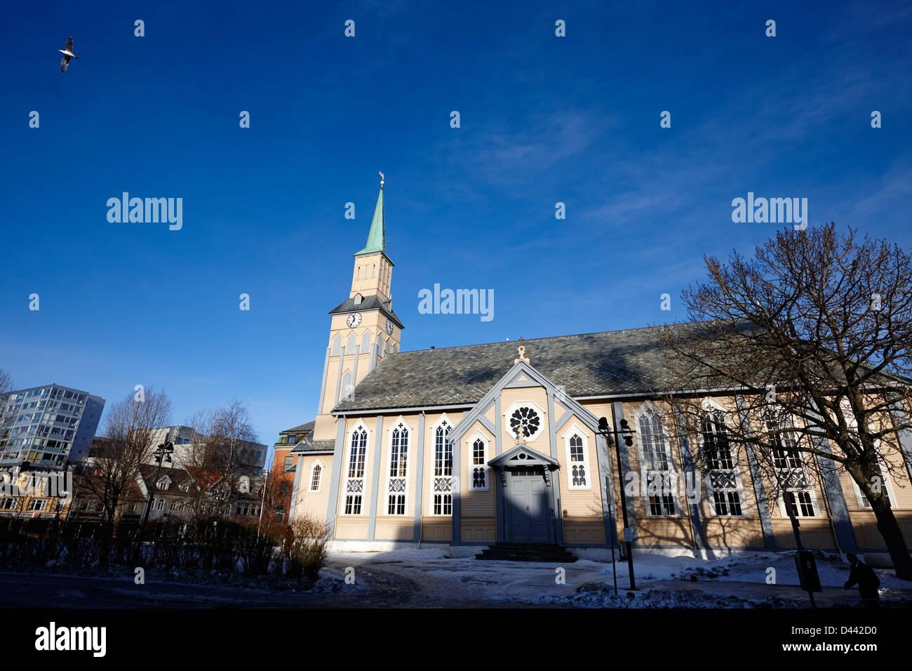 the Tromso cathedral troms Norway europe norways only wooden cathedral Stock Photo