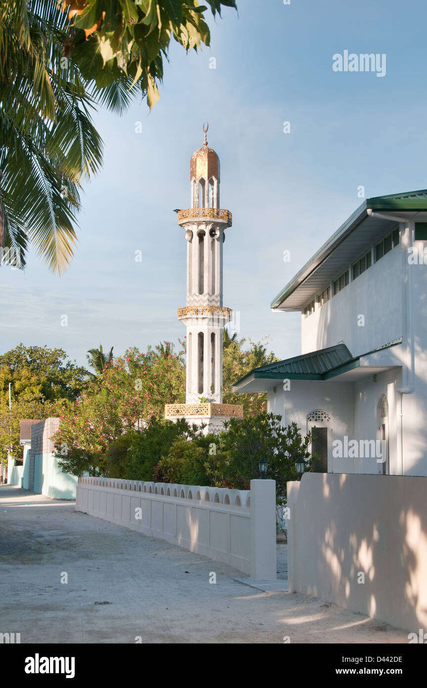 Mosque on the island of Meedhoo in the Maldives Stock Photo