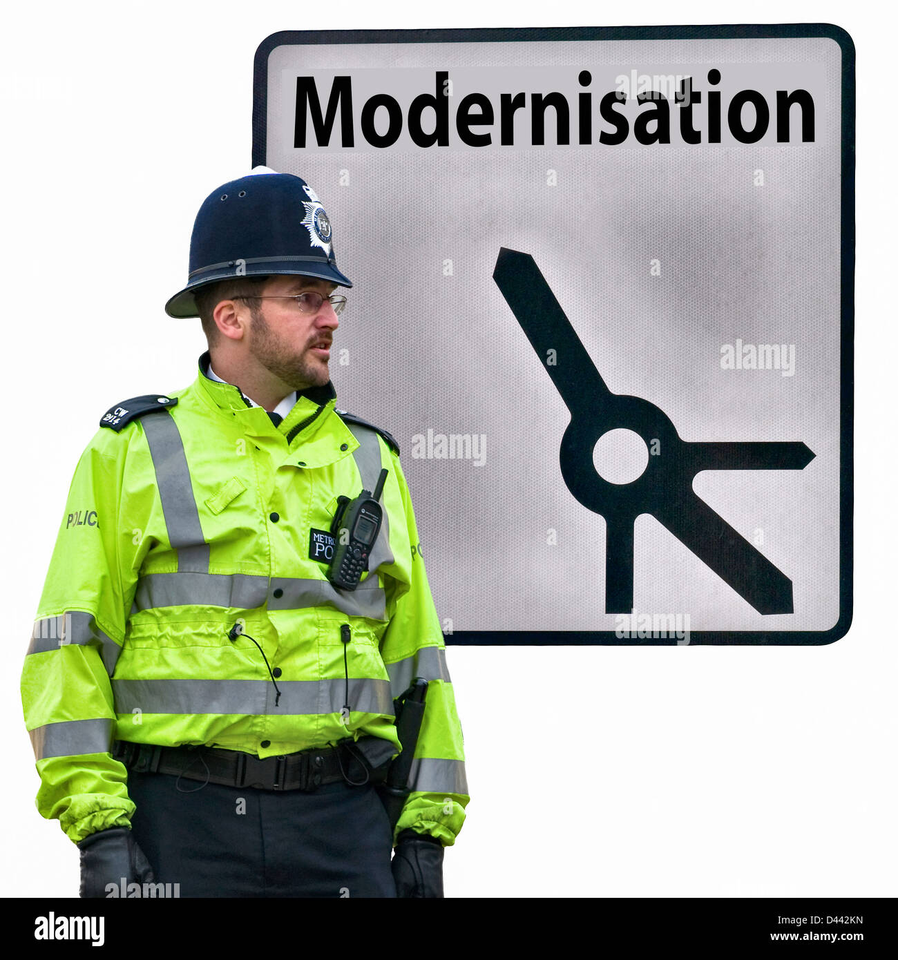 Metropolitan Police Met Police sign Modernisation (includes roundabout detail) Stock Photo