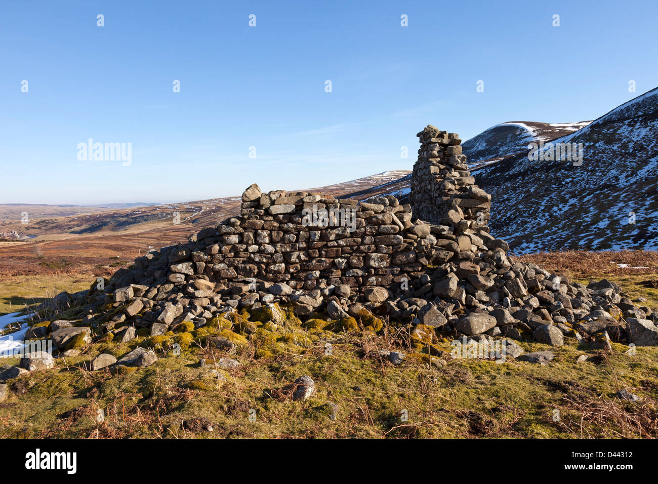 Ruined Mine Building at White Force Mine, Birk Rigg, Cronkley Fell Upper Teesdale County Durham UK Stock Photo