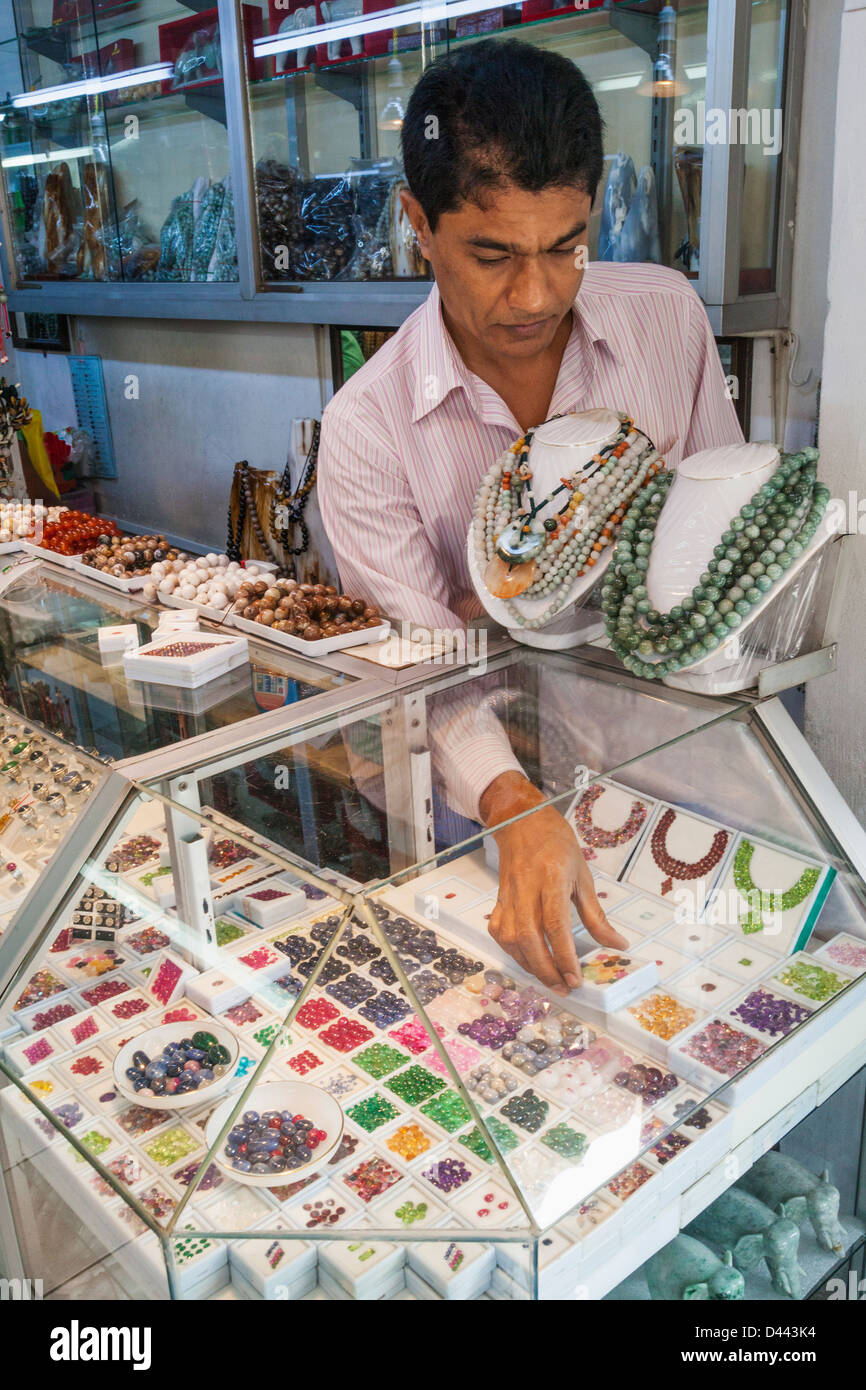 Myanmar, Yangon, Bogyoke Market, Gemstone and Jewellery Shop Stock
