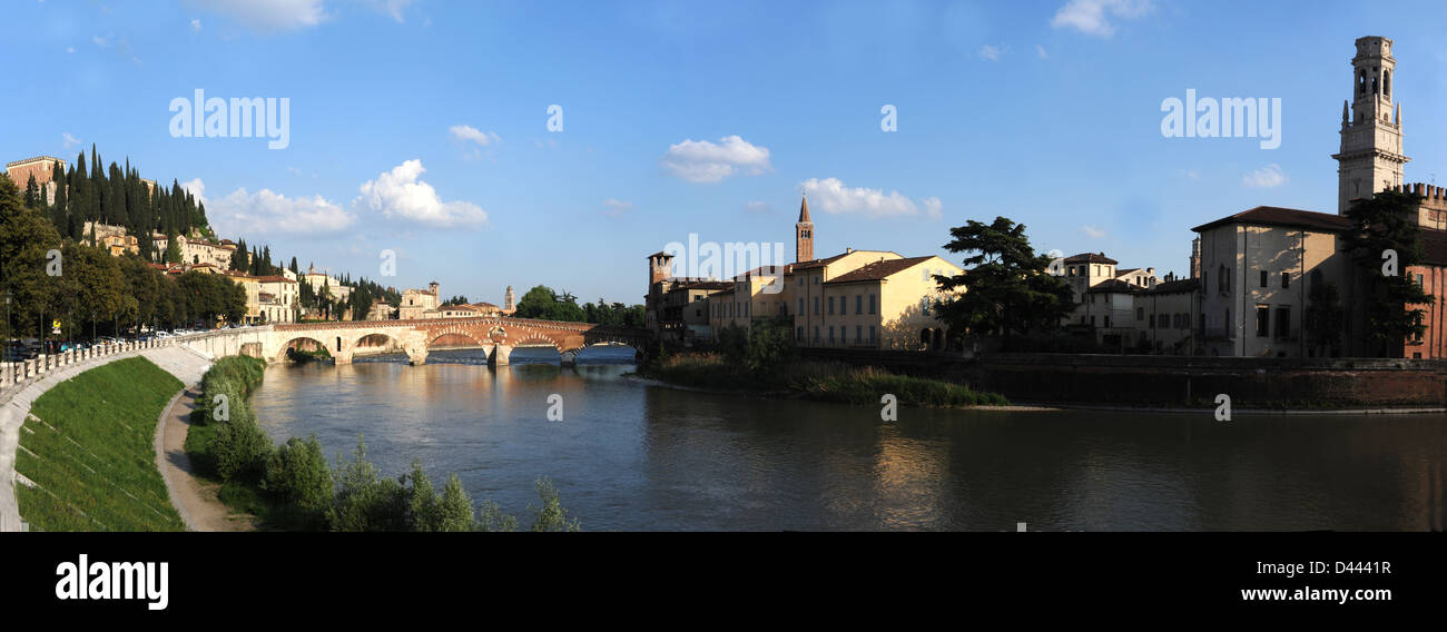Pietra bridge over river Adige at Verona on Italy Stock Photo - Alamy
