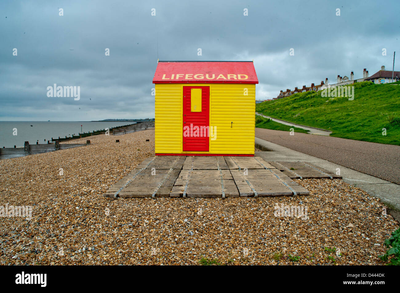Beach hut at the South East coast in Kent, Whitstable Stock Photo
