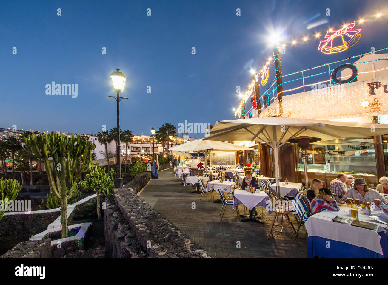 Puerto del Carmen, Promenade at twilight, Lanzarote, Canary Islands