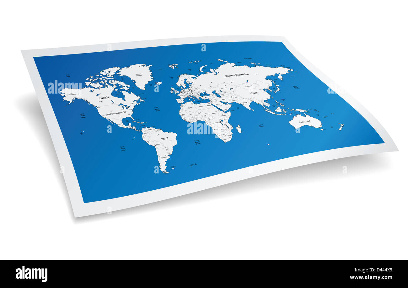 Blue world map. Stock Photo