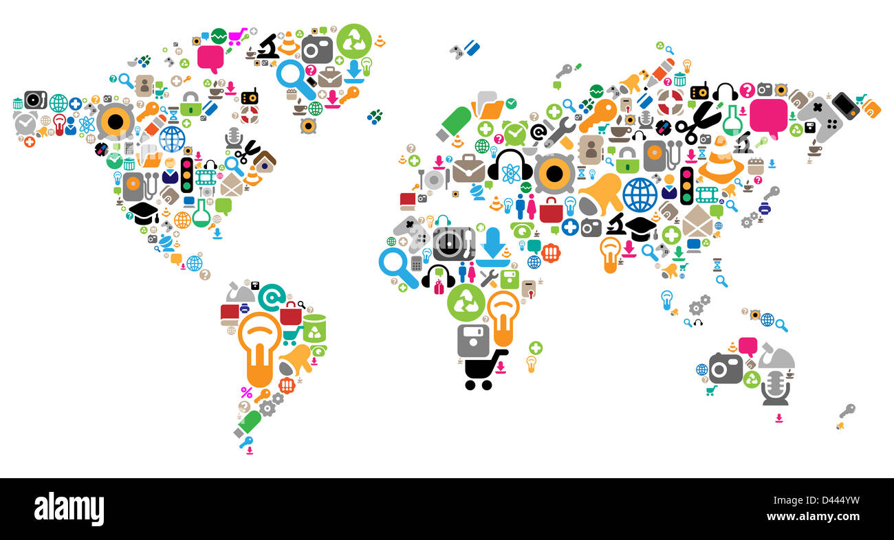 World map made of internet and computer icons Stock Photo - Alamy