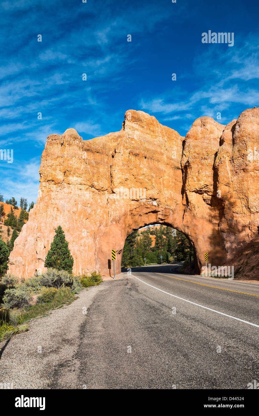 famous tunnel in the rock iacross the road n utah Stock Photo Alamy