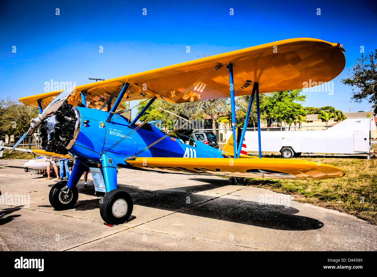 WWII US Army Air Corp PT-17 Steerman training Plane at the Venice Airport open Day Stock Photo