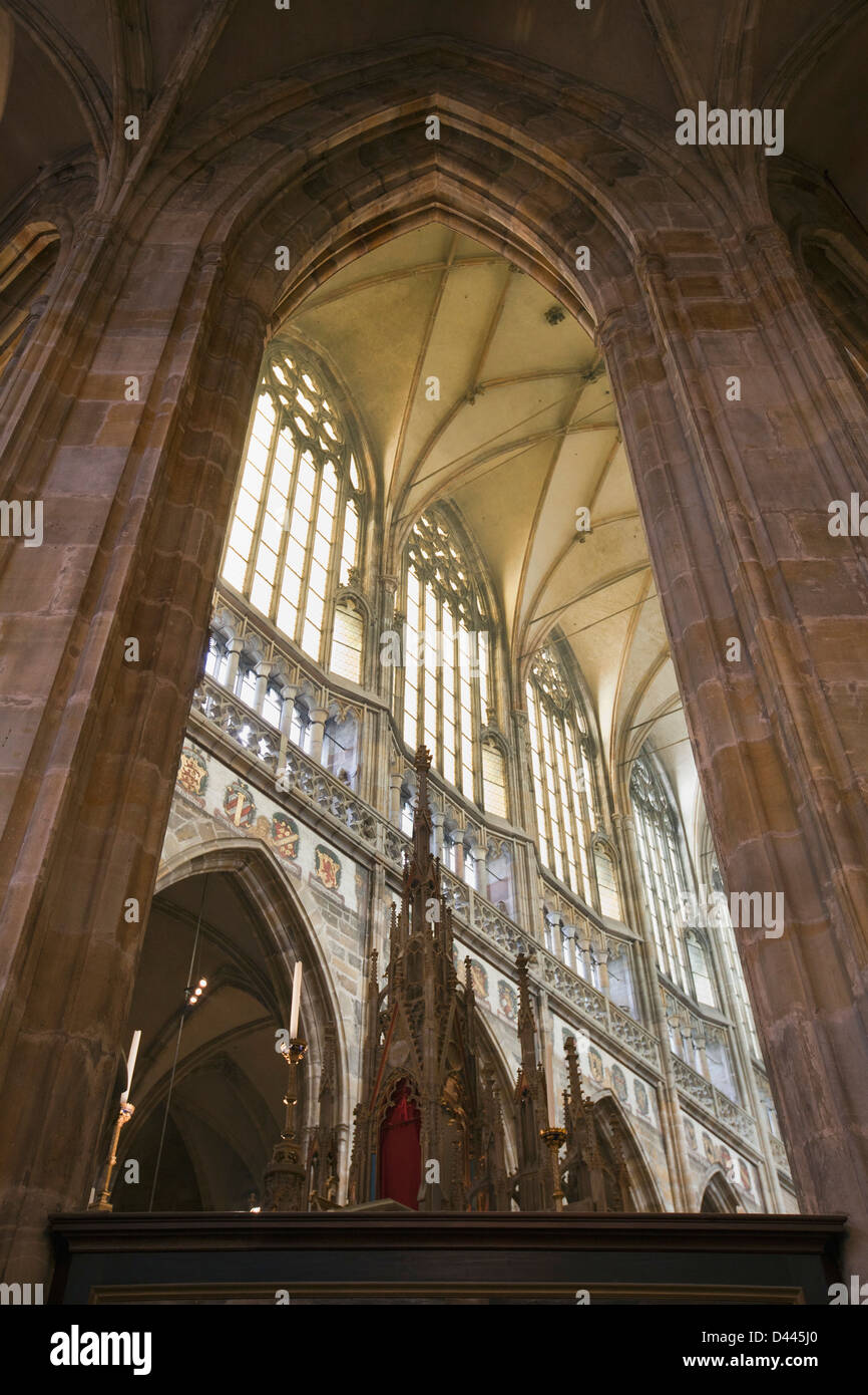 Interior of St. Vitus Cathedral, Prague Stock Photo