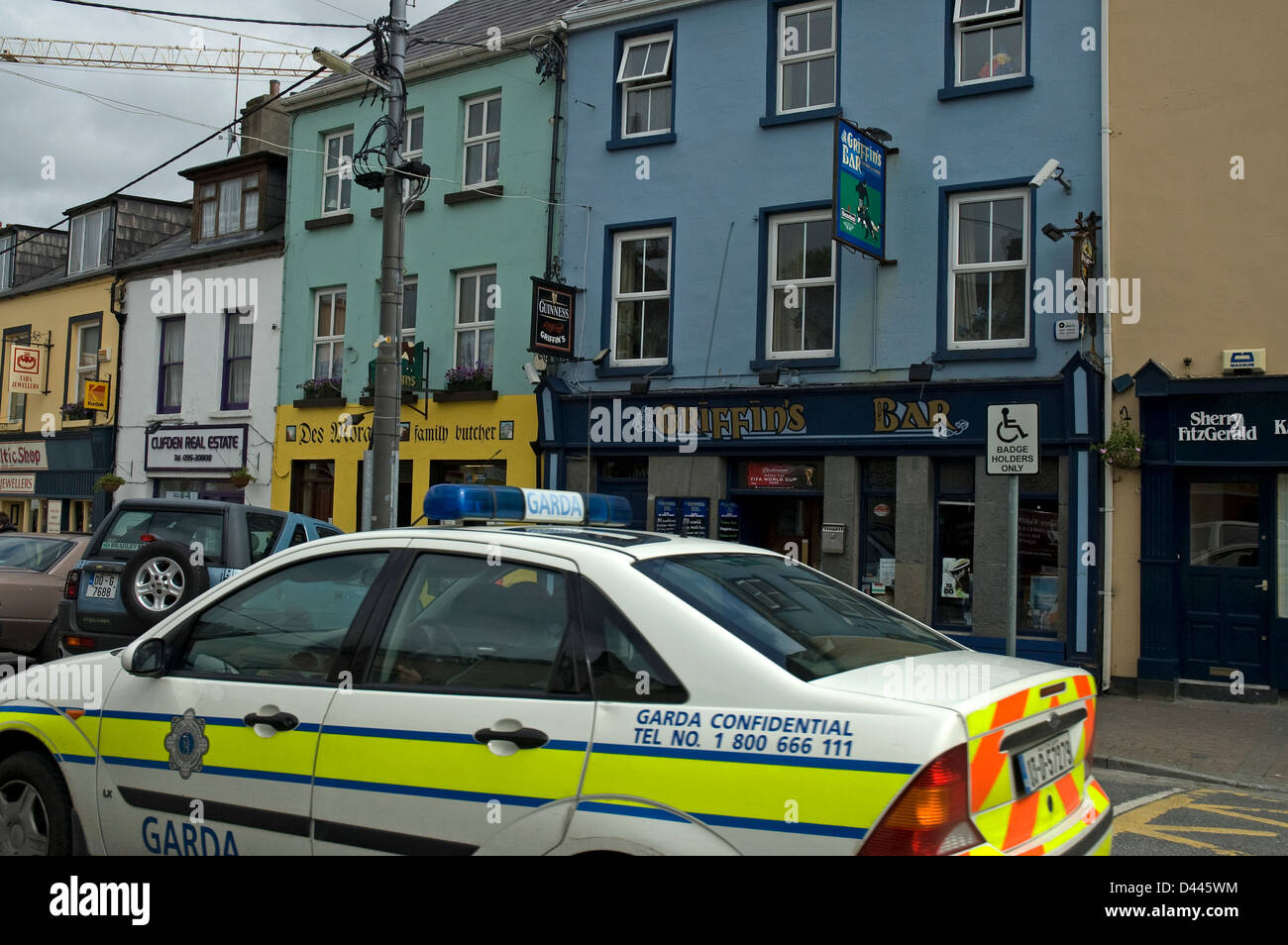 Garda, Police, Car, Clifden Town, Connemara, Co Galway, Ireland Stock