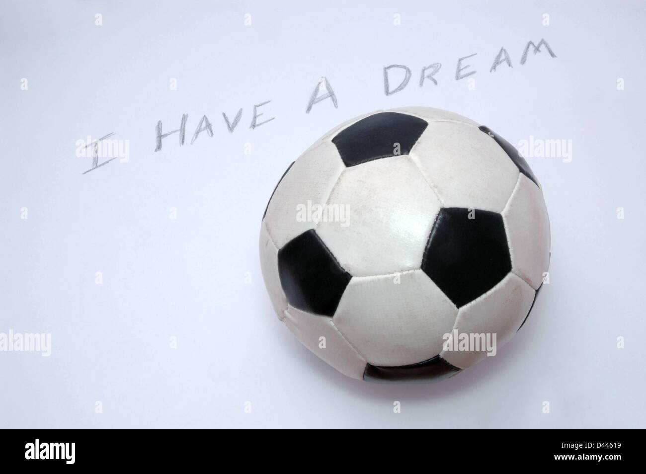 Illustration - A soccer ball is pictured next to the writing 'I have a dream' in Berlin, Germany, 22 December 2007. Fotoarchiv für ZeitgeschichteS.Steinach Stock Photo