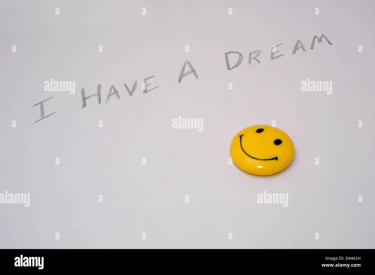 Illustration - A smiley face symbol is pictured next to the writing 'I have a dream' in Berlin, Germany, 22 December 2007. Fotoarchiv für ZeitgeschichteS.Steinach Stock Photo