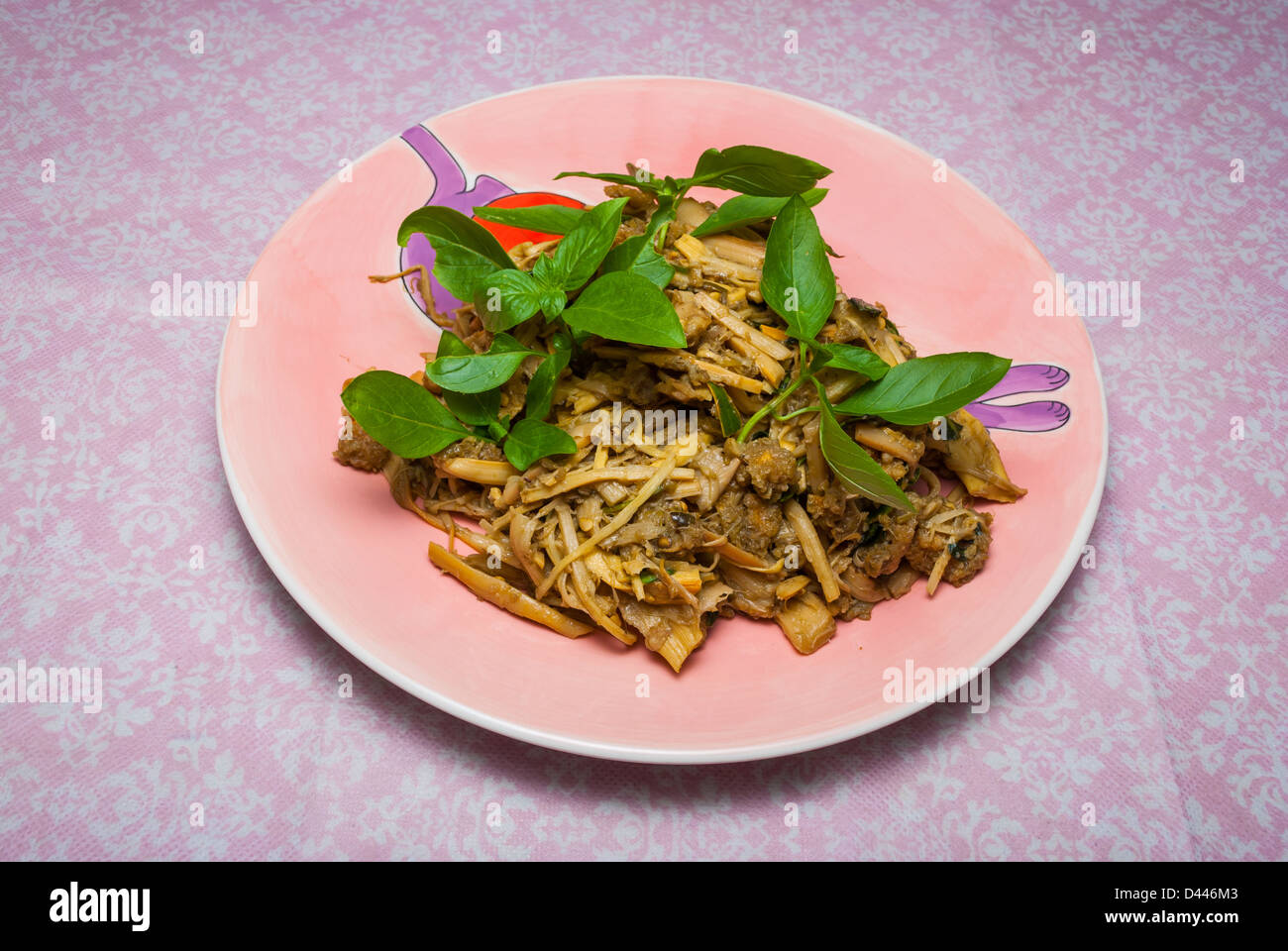 Healthy Thai salad with bamboo shoots and herb/ Yam no mai sai nam pu Stock Photo