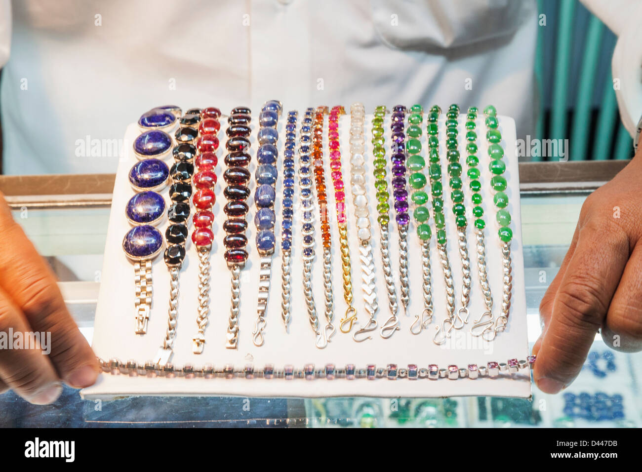 Myanmar, Yangon, Bogyoke Market, Gemstone and Jewellery Shop Stock