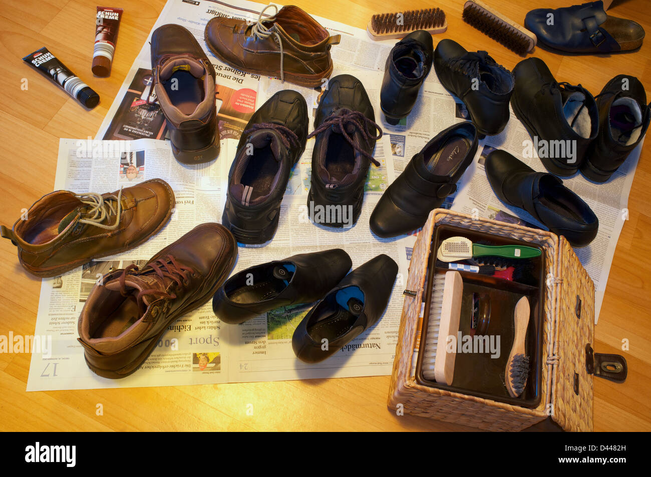 Shoes drying after being cleaned Stock Photo Alamy