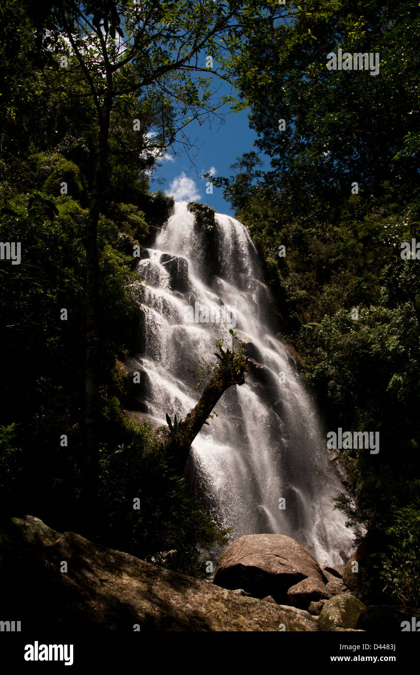 'Véu da noiva' water fall in Itatiaia National Park, the first park in Brazil. Stock Photo