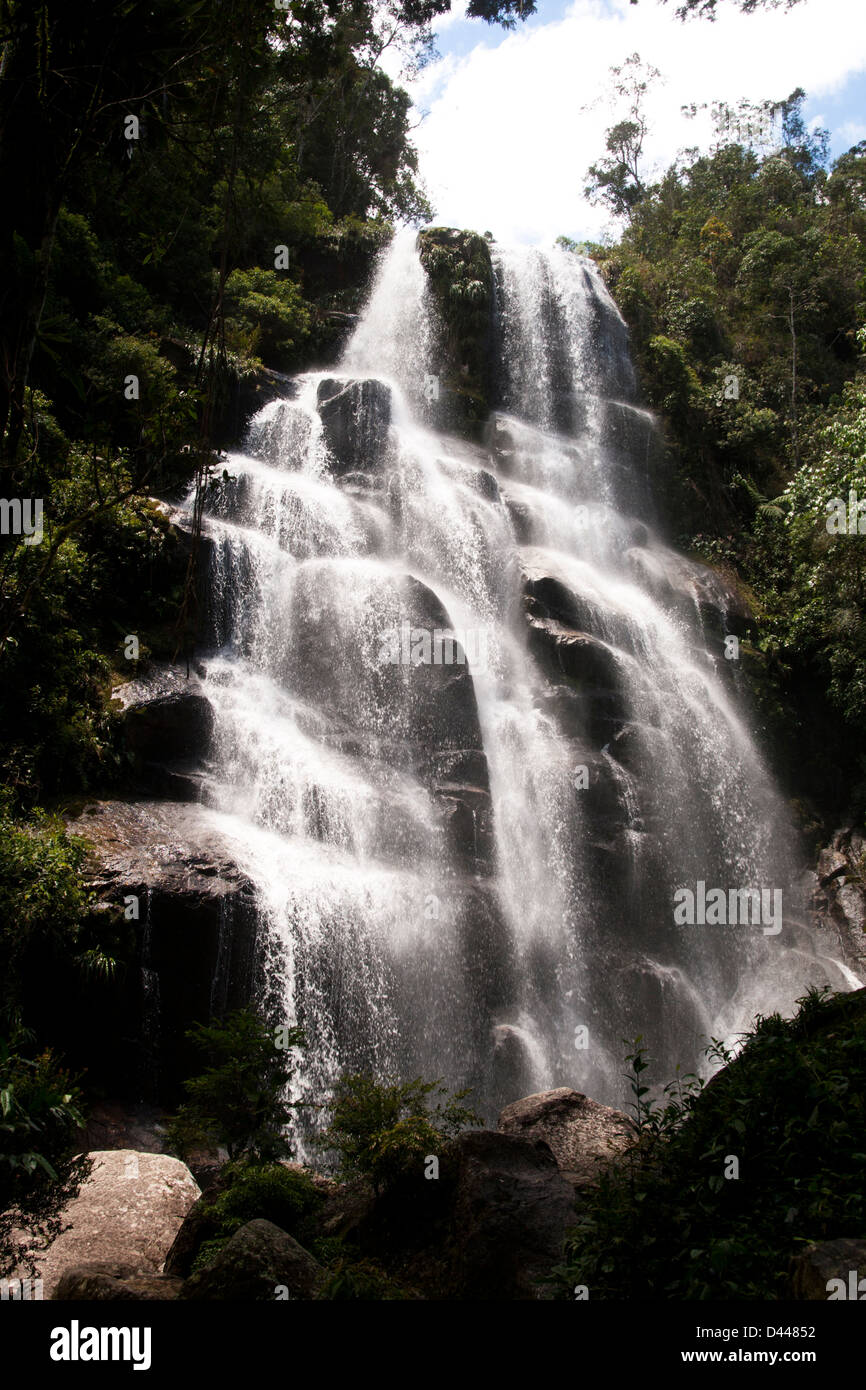 'Véu da noiva' water fall in Itatiaia National Park, the first park in Brazil. Stock Photo