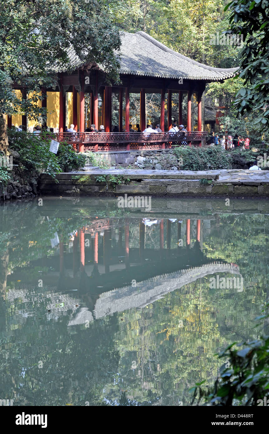 Traditional chinese pavilion at Lingyin temple - Hangzhou near Shanghai China Stock Photo