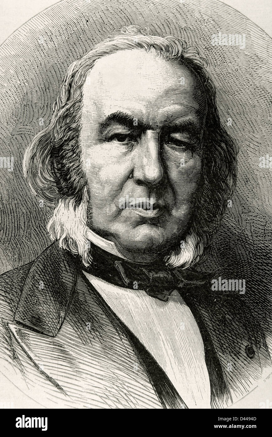Claude Bernard (1813-1878). French physician and physiologist. Engraving at The Academy, 1878. Universal Illustrated Weekly. Stock Photo