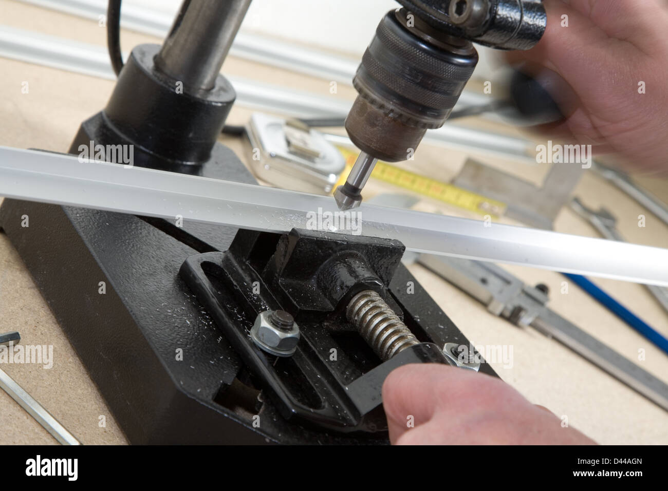Countersinking holes with a electric drill Stock Photo Alamy