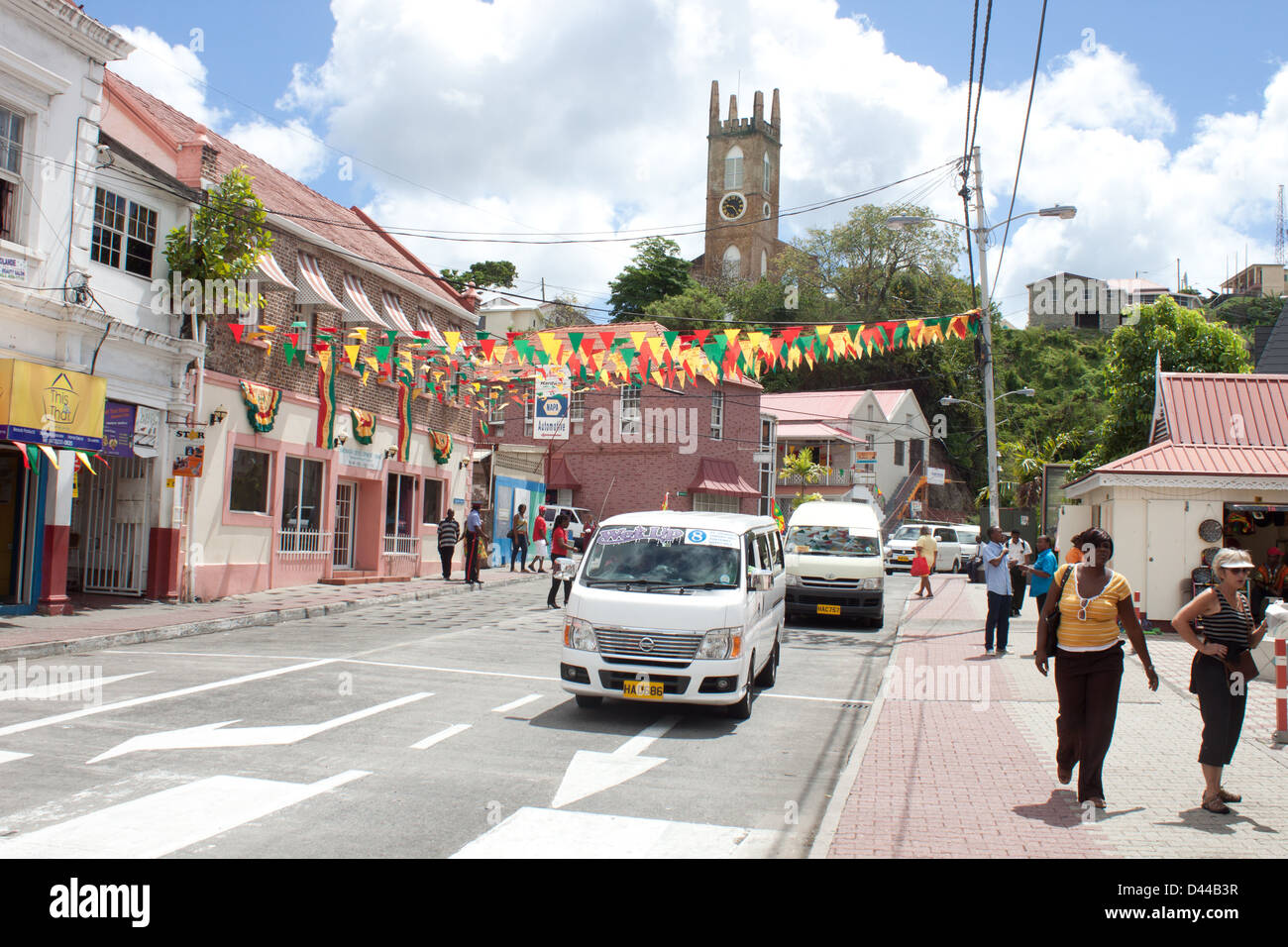 Streetscape of St. Georges Grenada Stock Photo