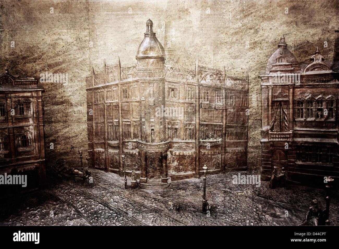 Various aged buildings as an old paper background Stock Photo Alamy