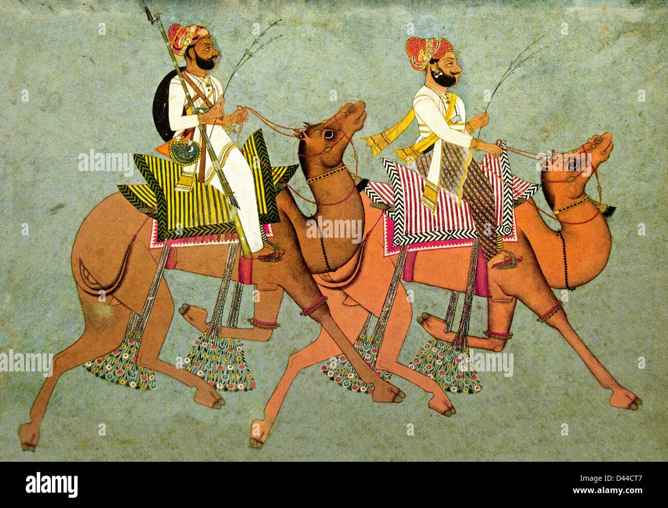 Camel riders 18 Century Mawar Rajasthan Rajasthani India Stock Photo