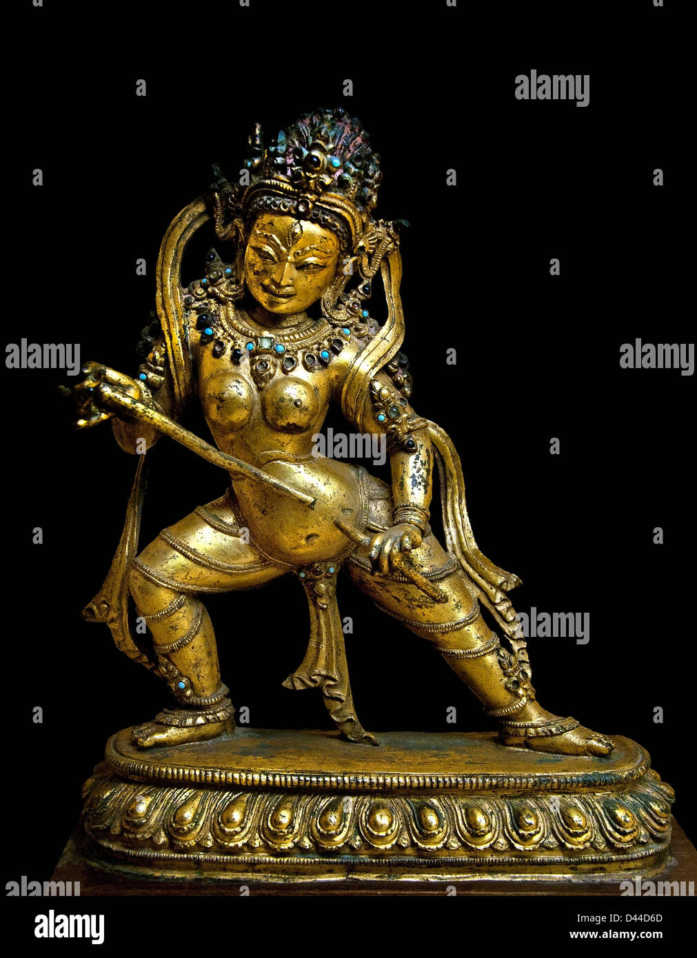 The dakini is a tantric figure representing a female embodiment of enlightened energy Tibet Tibetan 16th century Buddhism Stock Photo
