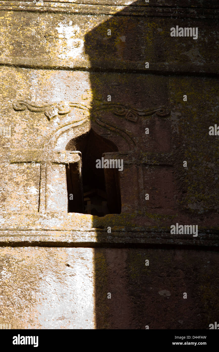 Window in rock-hewn church, Lalibela, Ethiopia Stock Photo