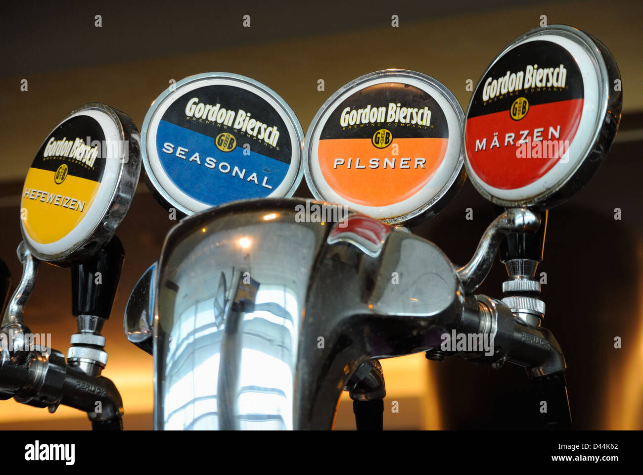 Gordon Biersch beer on tap, Mineta San Jose airport CA Stock Photo