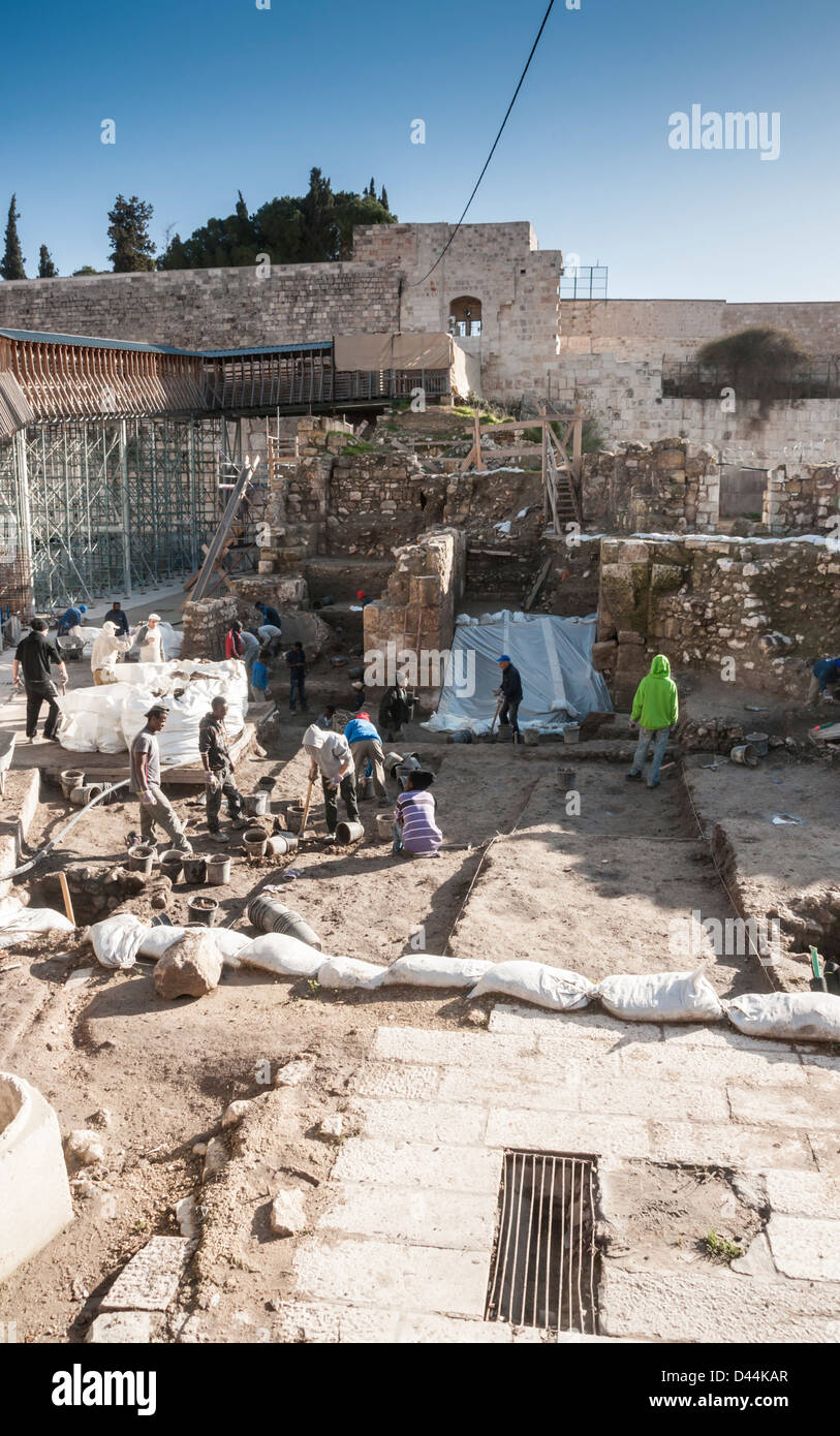 Jerusalem, Israel. Archaeological excavations at the Mugrabi Gate of