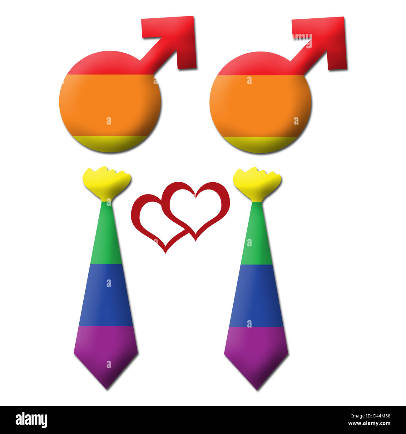 Gay Graphic - Two Element in Tie - Rainbow Stock Photo