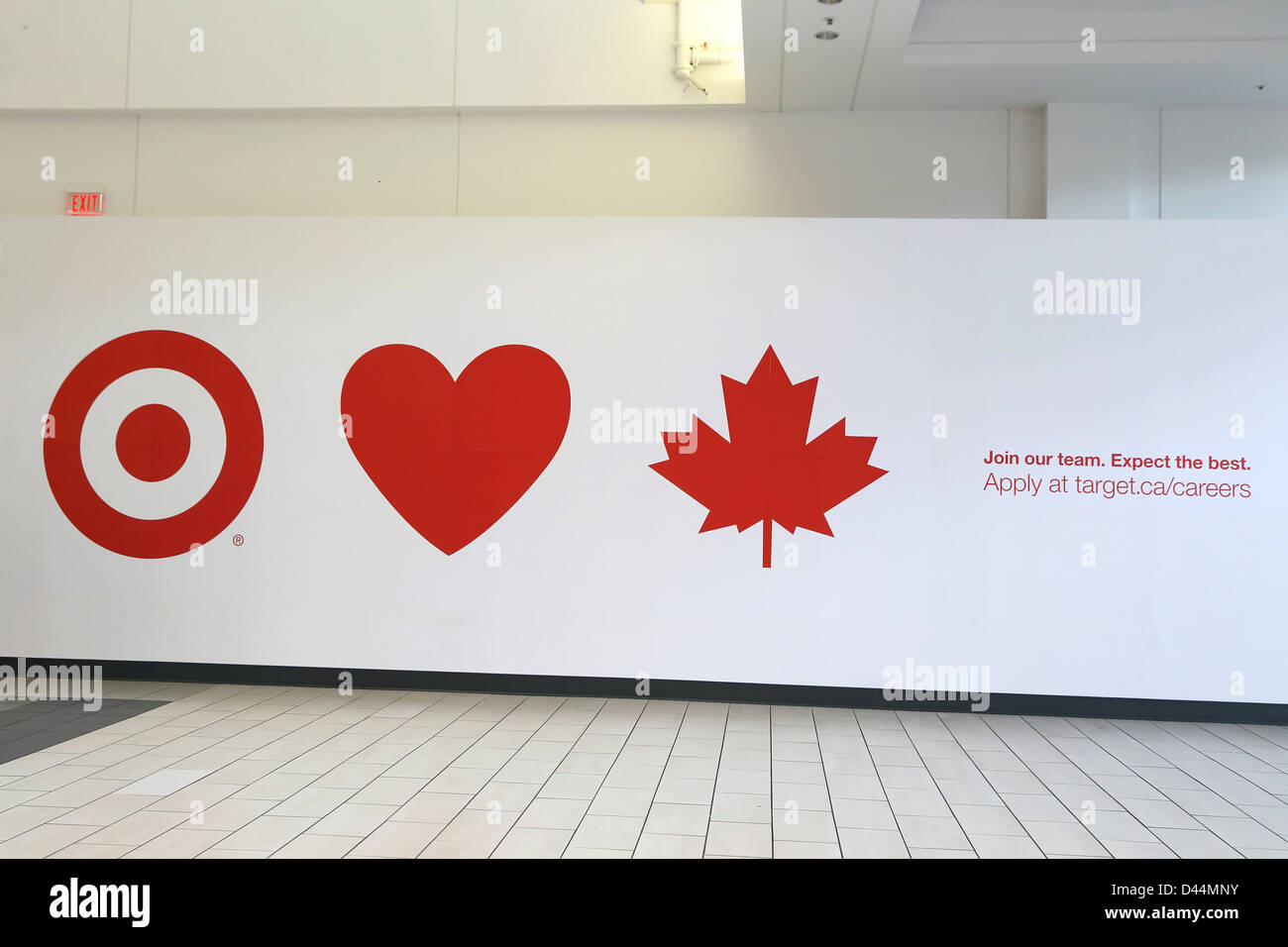 Target hiring sign in mall Stock Photo