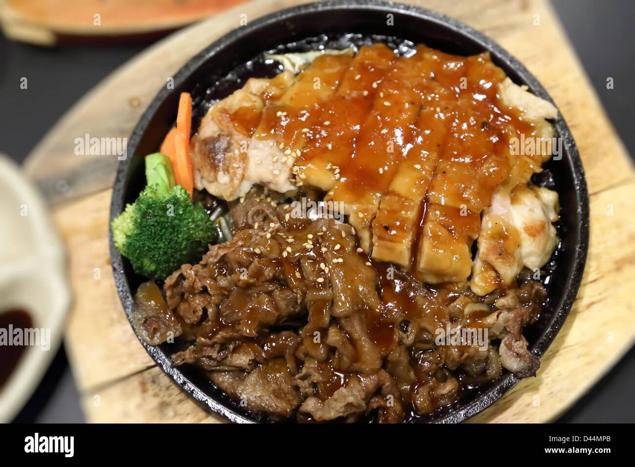 Chicken and beef Teriyaki Stock Photo Alamy