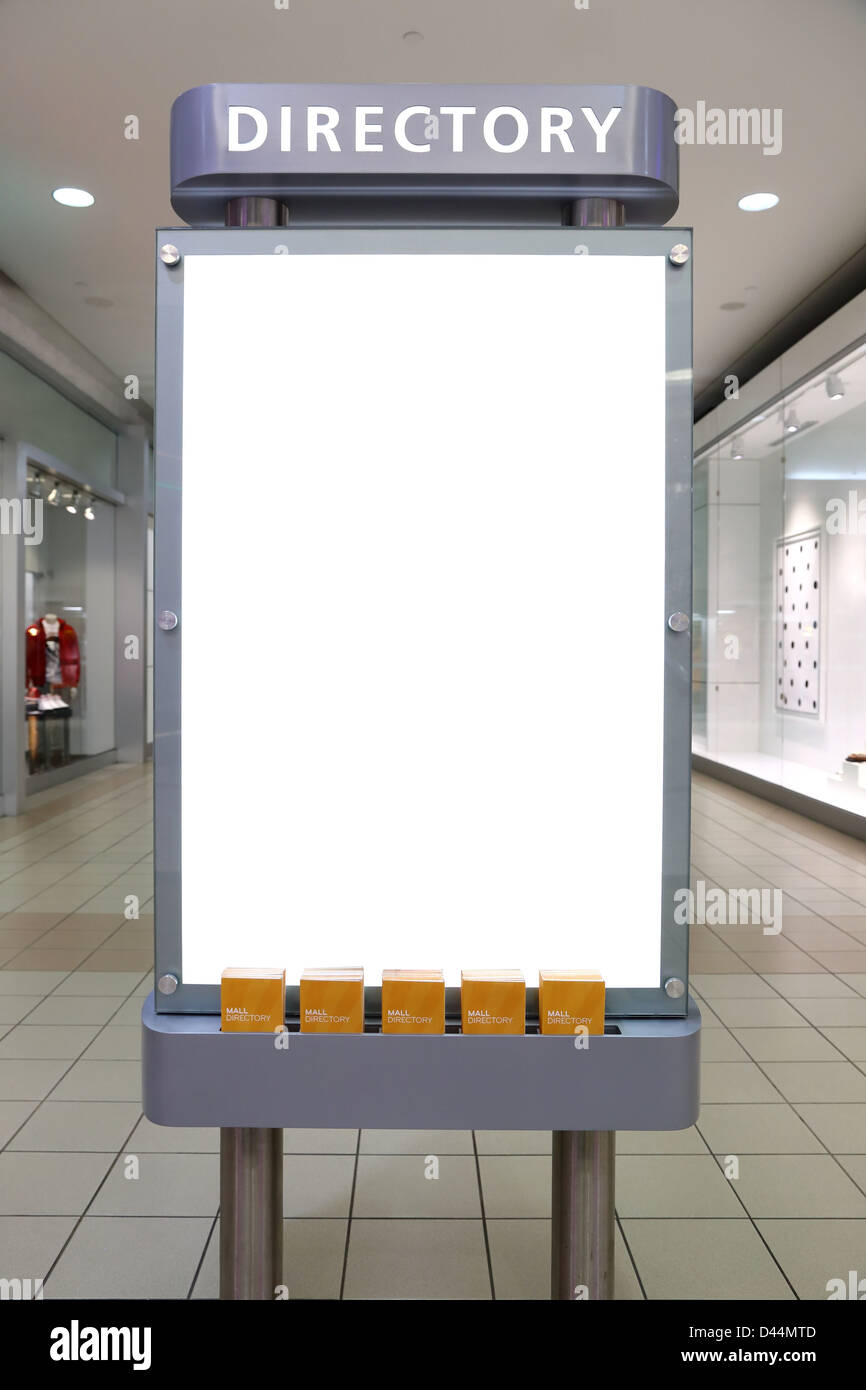 Large empty white billboard in the mall Stock Photo
